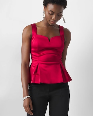 SATIN PEPLUM TOP | BORDERS at BALCONY (Women
